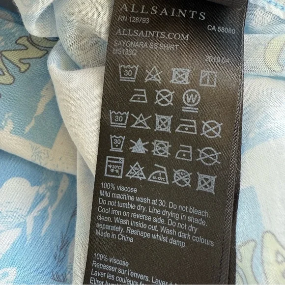 All Saints Men’s Button Shirt Viscose “Sayonara” Asian Theme Size Small - Picture 9 of 9
